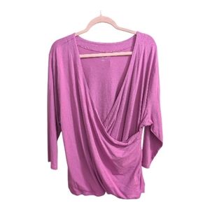 Soft Surroundings Purpley Pink Faux Wrap Blouse Size 3x